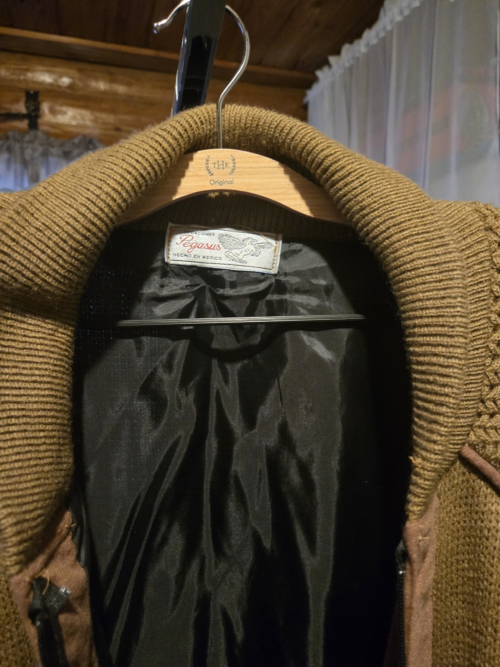 Brown Ribbed-Collar Medium weight Sweater Jacket